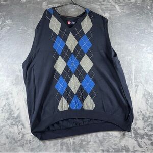 Chaps Men's Black and Blue Argyle Sweater Vest